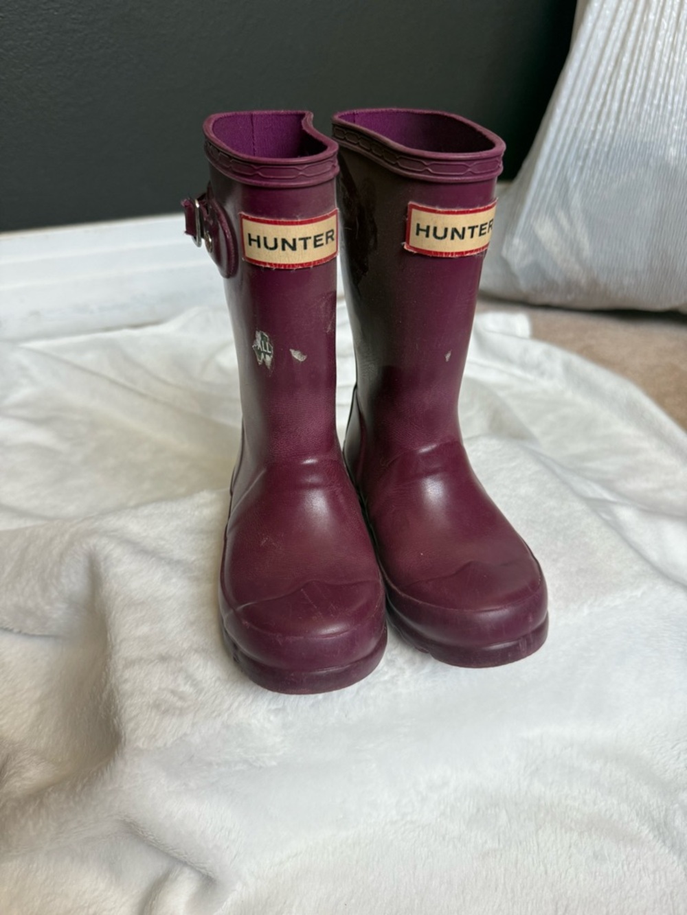 Hunter Kids' Plum Rubber Rain Boots